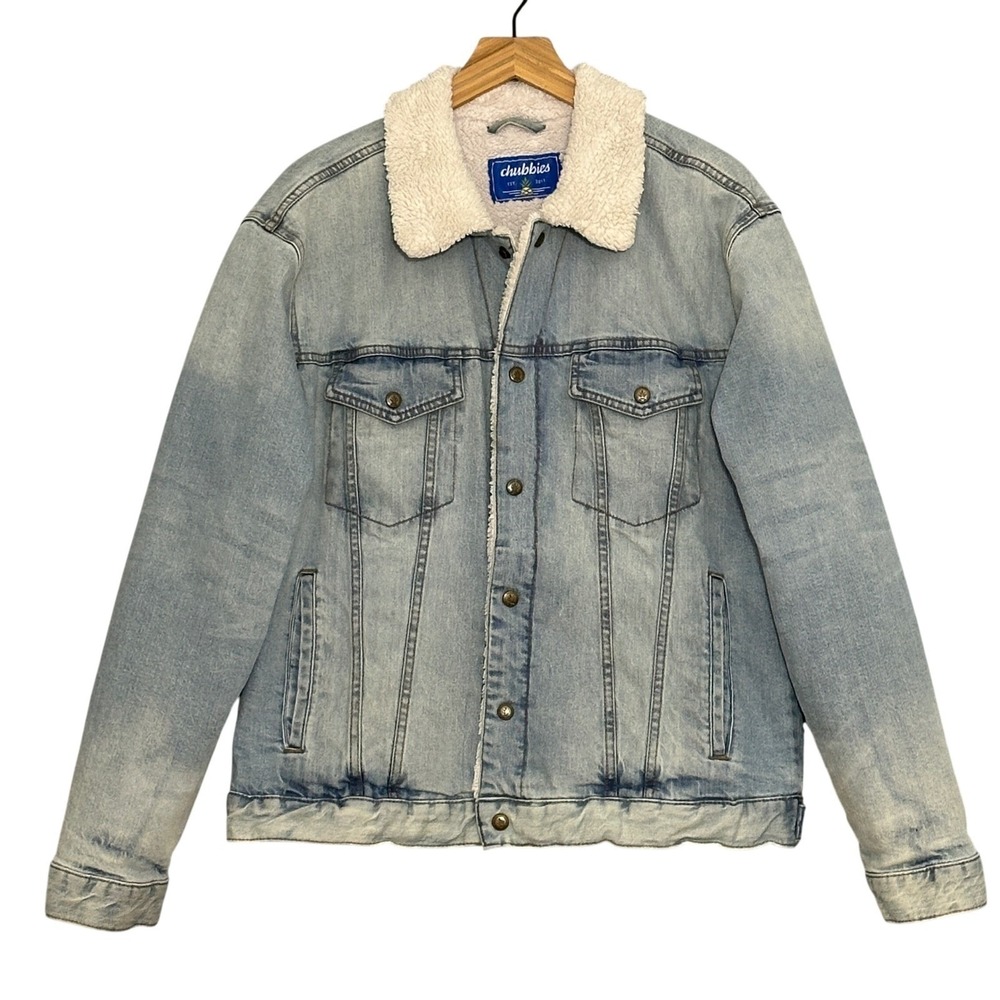 Chubbies Mens Jacket M Sherpa Lined Denim Western Trucker Biker Workwear